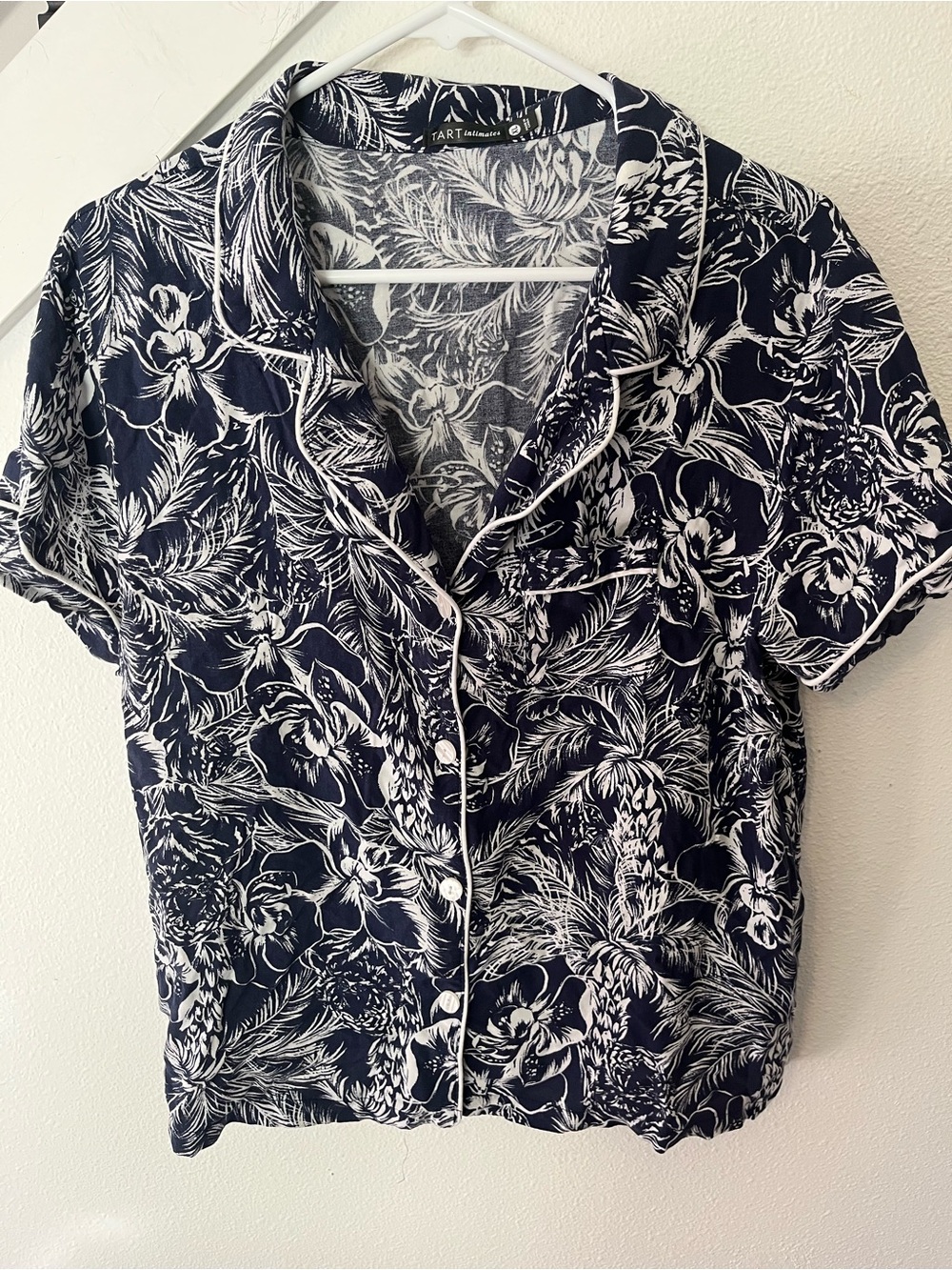 Tart Navy and White Floral Short-Sleeve Pajama Top